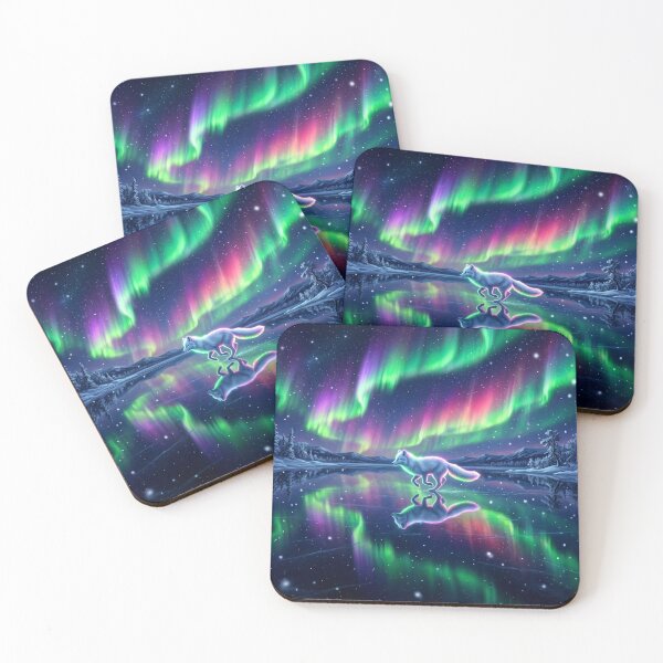 Item preview, Arctic Fox Running on Aurora Reflection Lake Art designed and sold by MystArt1.