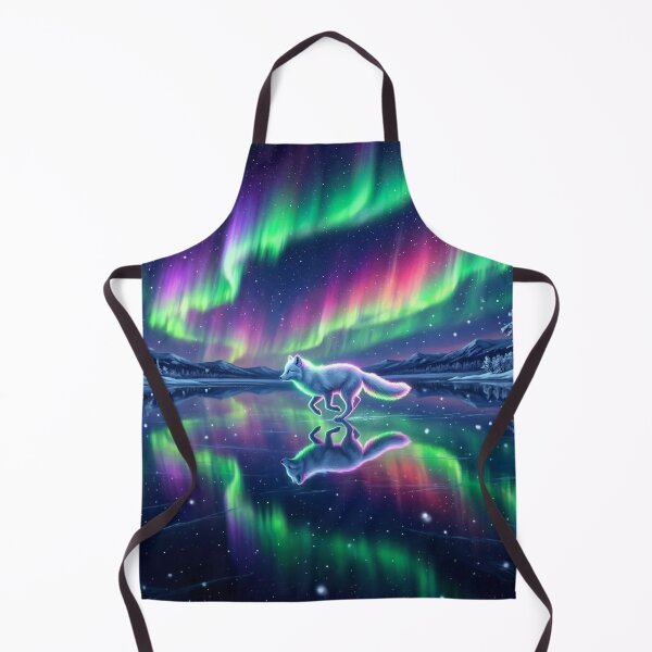 Item preview, Arctic Fox Running on Aurora Reflection Lake Art designed and sold by MystArt1.