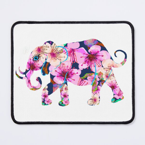 Item preview, Cherry blossom pink floral elephant designed and sold by Bluearthstar.
