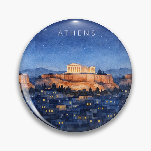Item preview, Athens Acropolis Night Poster | Parthenon Illustration | Greece Travel Wall Art designed and sold by Witsprings.