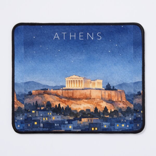 Item preview, Athens Acropolis Night Poster | Parthenon Illustration | Greece Travel Wall Art designed and sold by Witsprings.