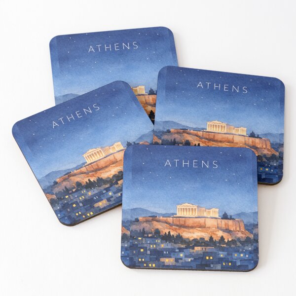 Item preview, Athens Acropolis Night Poster | Parthenon Illustration | Greece Travel Wall Art designed and sold by Witsprings.