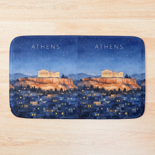 Item preview, Athens Acropolis Night Poster | Parthenon Illustration | Greece Travel Wall Art designed and sold by Witsprings.
