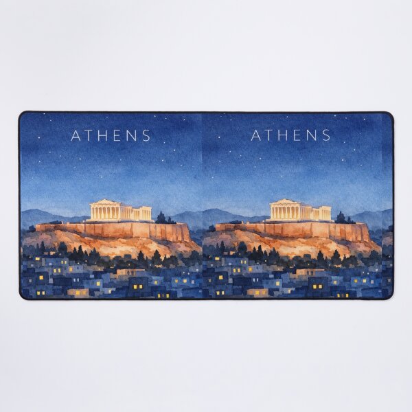 Item preview, Athens Acropolis Night Poster | Parthenon Illustration | Greece Travel Wall Art designed and sold by Witsprings.