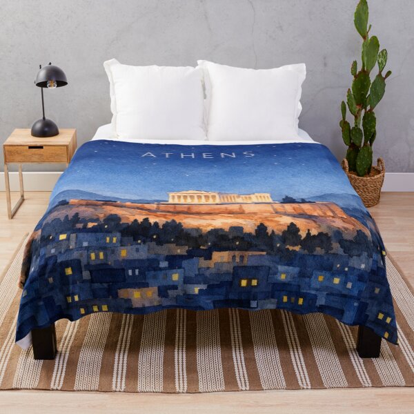 Item preview, Athens Acropolis Night Poster | Parthenon Illustration | Greece Travel Wall Art designed and sold by Witsprings.