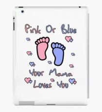 pink or blue mama loves you gender reveal party gift idea iPad Case/Skin