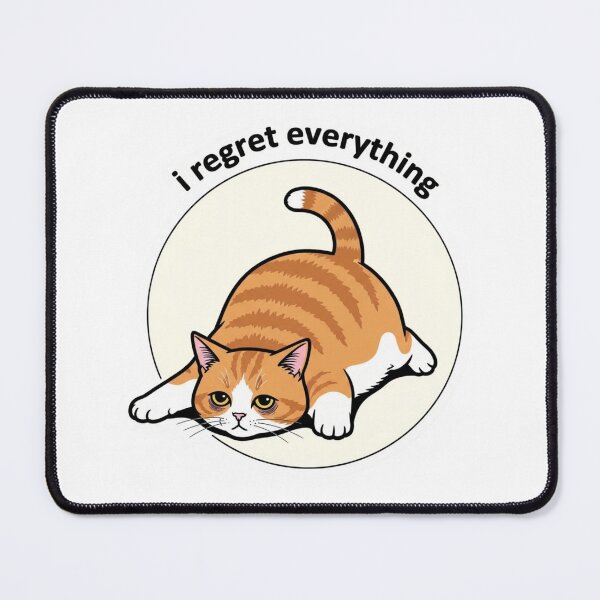 Item preview, Funny Cat Meme Sticker – I Regret Everything Cute Kawaii Sad Cat designed and sold by MongOficial.