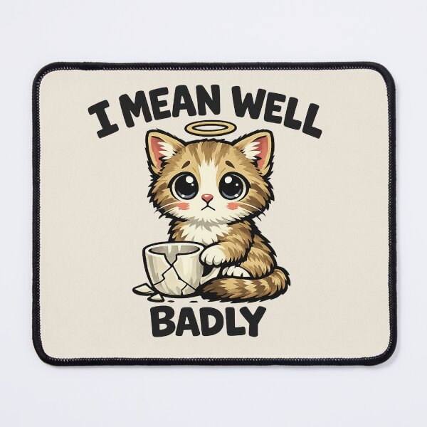 Item preview, I Mean Well Badly Kitten Shirt – Funny Innocent but Guilty Cat Tee designed and sold by POD DYNASTY.