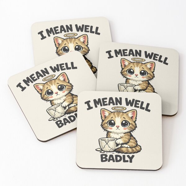 Item preview, I Mean Well Badly Kitten Shirt – Funny Innocent but Guilty Cat Tee designed and sold by POD DYNASTY.
