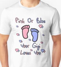 pink or blue gigi loves you gender reveal party gift idea Unisex T-Shirt
