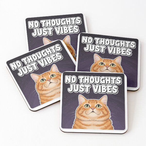 Item preview, No Thoughts Just Vibes Cat Sticker – Funny Kawaii Meme Aesthetic designed and sold by MongOficial.
