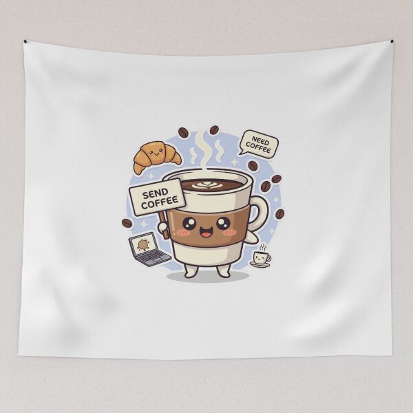 Item preview, Cute Coffee Sticker – Send Coffee Kawaii Funny Aesthetic Design designed and sold by MongOficial.
