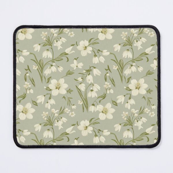 Item preview, Snowdrop Floral Pattern On Mint Green Gray Background designed and sold by burbankdesigns.