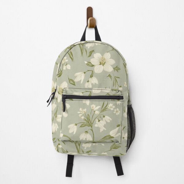 Item preview, Snowdrop Floral Pattern On Mint Green Gray Background designed and sold by burbankdesigns.