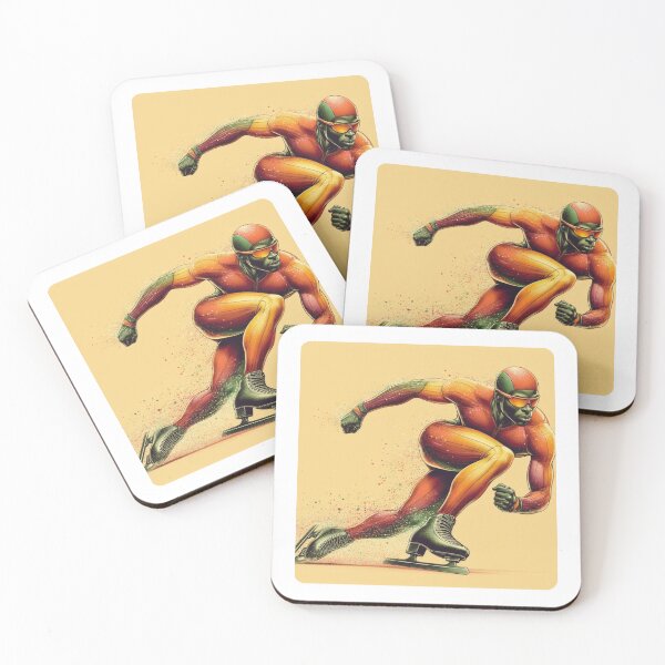 Item preview, Male Speed Skater Yellow- orange designed and sold by Lucienne Reimagined.