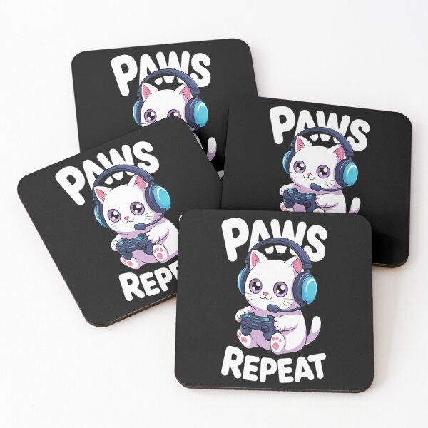 Item preview, Paws Play Repeat! Cute Gamer Cat Playing a Game designed and sold by NicolaMail.