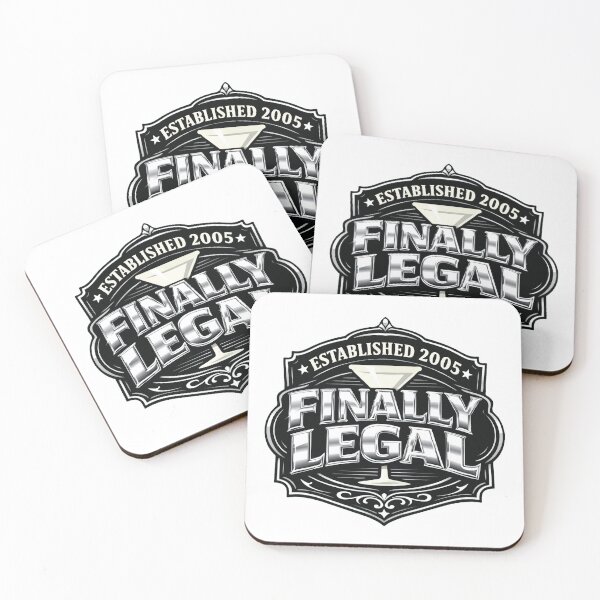 Item preview, 21st Birthday | Finally Legal 2005 – Retro Martini Celebration Gift – Metallic Chrome Badge Design designed and sold by avinigav.