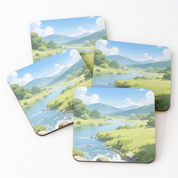 Item preview, Peaceful River Valley Landscape Illustration designed and sold by Fieldora.