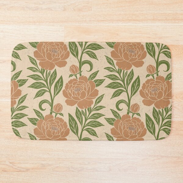 Item preview, Large Terracotta Peony Botanical Pattern Cream Background Earthy Floral designed and sold by DColourMuse.