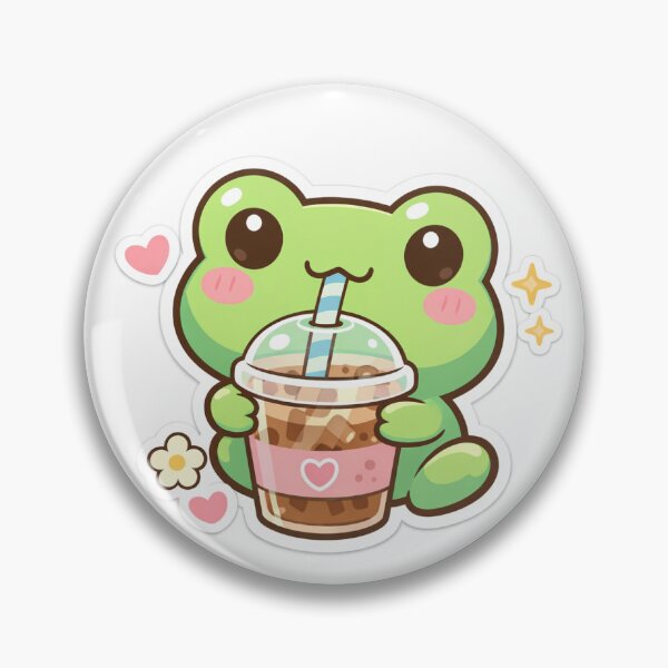 Item preview, Pretty frog drinking iced coffee designed and sold by AidaAviles.