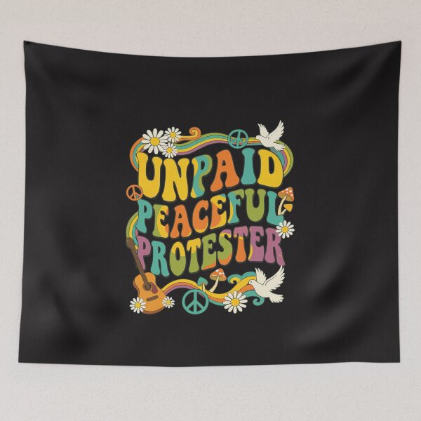 Item preview, Unpaid Peaceful Protester Funny Quote Humor Statement Minimal Typography designed and sold by kiralynstration.