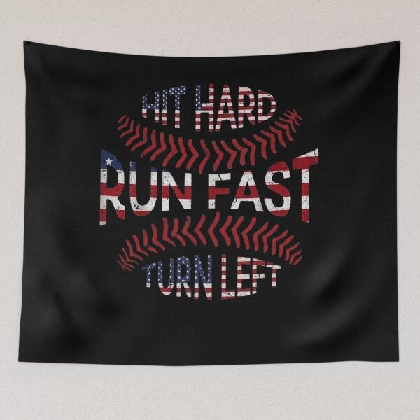 Item preview, American Baseball Hit Hard Run Fast Turn Left Shirt designed and sold by KIROSALS.