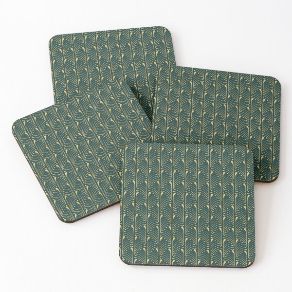 Item preview, Art Deco Peacock Green and Gold Pattern designed and sold by nkirouac.