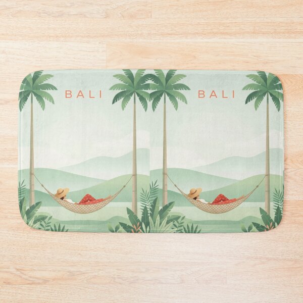 Item preview, Bali Tropical Poster | Hammock Relaxation Illustration | Minimalist Island Travel Wall Art designed and sold by Witsprings.
