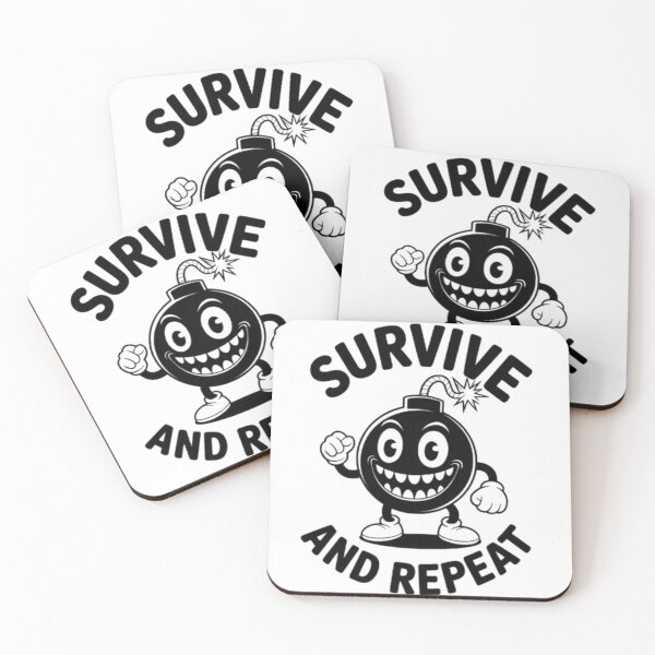Item preview, Survive and Repeat – Dark Humor Bomb Character Graphic Tee designed and sold by NewUSShop.