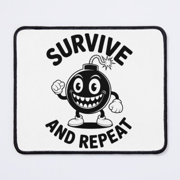 Item preview, Survive and Repeat – Dark Humor Bomb Character Graphic Tee designed and sold by NewUSShop.