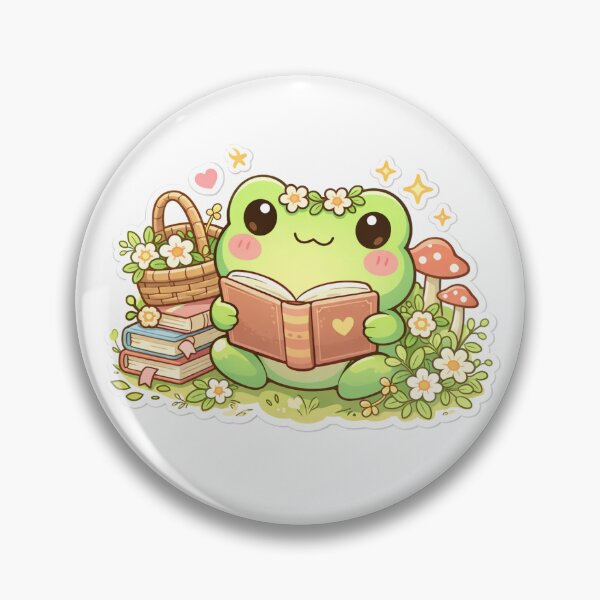 Item preview, Kawaii Frog Reading a Book | Cute Cottagecore Frog Reader Sticker designed and sold by AidaAviles.