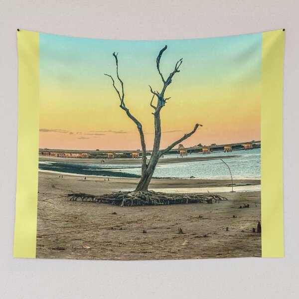 Item preview, Rooted in the Tide – Lone Tree Coastal Landscape at Sunset designed and sold by aadventures.