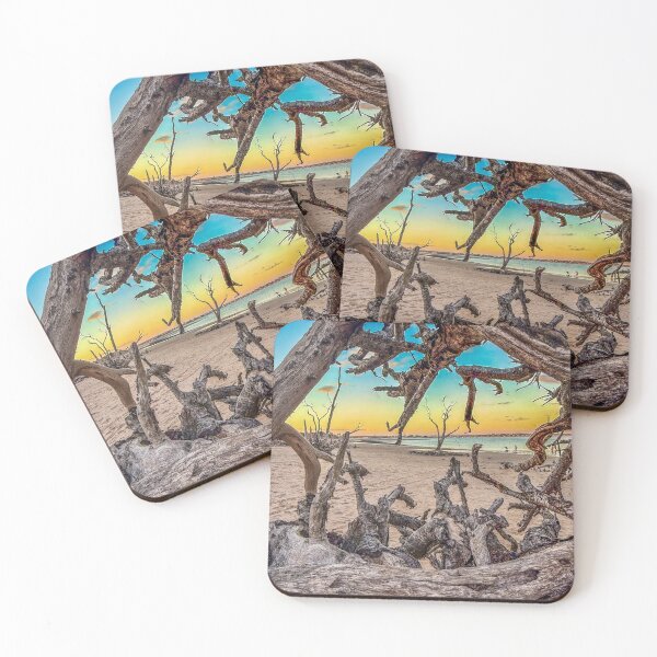 Item preview, Driftwood Portal – Coastal Roots Framing the Shoreline at Sunset designed and sold by aadventures.