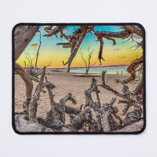 Item preview, Driftwood Portal – Coastal Roots Framing the Shoreline at Sunset designed and sold by aadventures.