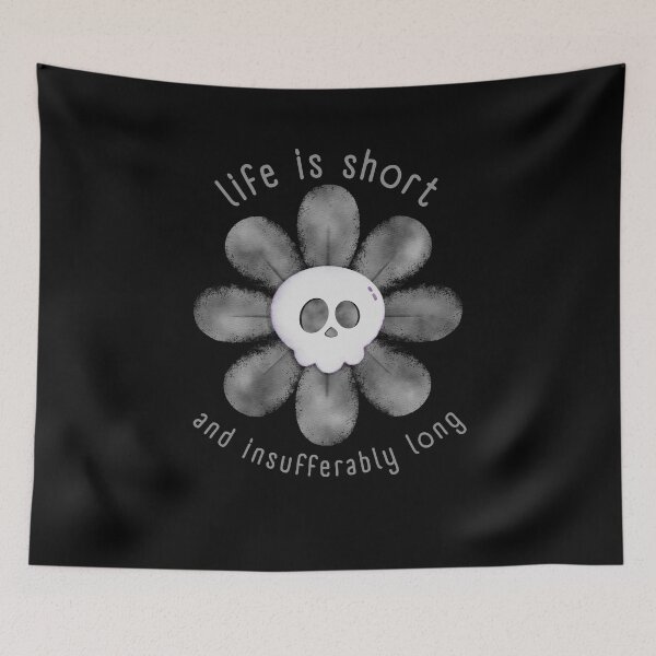 Item preview, Life Is Short and Insufferably Long Skull Flower Graphic designed and sold by halesyeahhh.