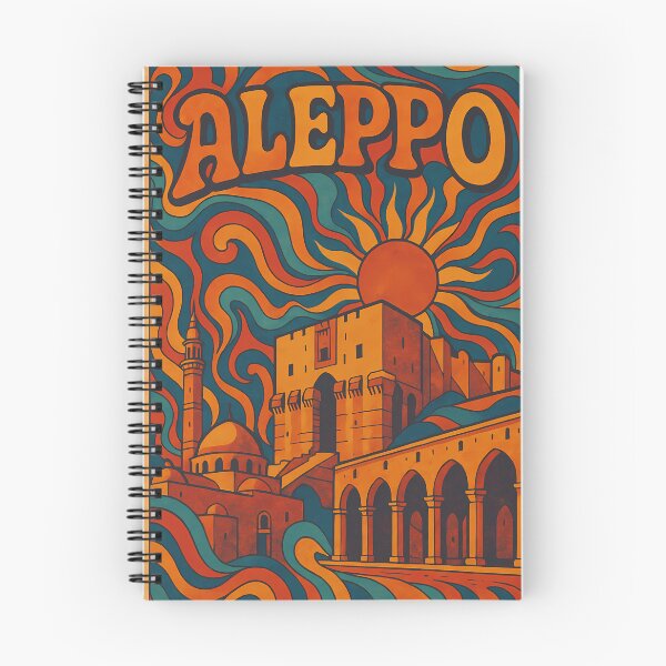 Item preview, Trippy Psychedelic Poster of Aleppo | Neon Citadel & Historic Old City Skyline | Surreal Syrian Cityscape Art designed and sold by PaintedPixels01.