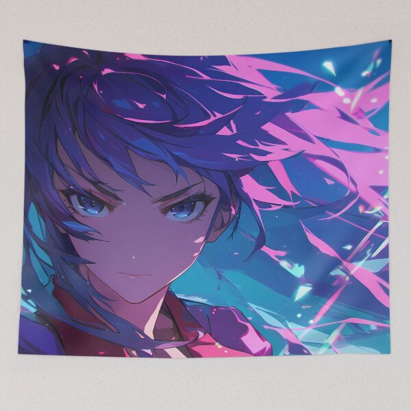 Item preview, Hitagi Senjougahara Bakemonogatari Cool Tones Serious Gaze Shard Glow designed and sold by Tokyonomad.