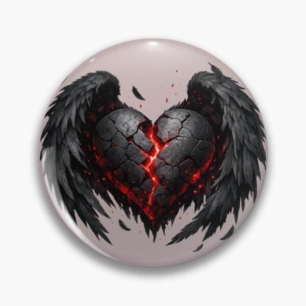 Item preview, Dark Gothic Broken Heart with Black Angel Wings – Glowing Red Cracked Stone Love, Emotional Aesthetic Sticker designed and sold by CutePearlStudio.