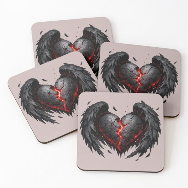 Item preview, Dark Gothic Broken Heart with Black Angel Wings – Glowing Red Cracked Stone Love, Emotional Aesthetic Sticker designed and sold by CutePearlStudio.