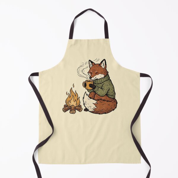 Item preview, Cozy Retro Fox Drinking Coffee By Campfire designed and sold by Imaginationbeyond.
