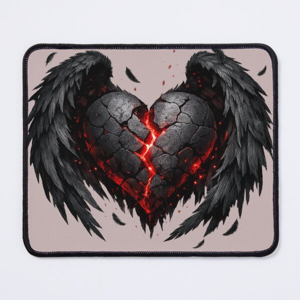 Item preview, Dark Gothic Broken Heart with Black Angel Wings – Glowing Red Cracked Stone Love, Emotional Aesthetic Sticker designed and sold by CutePearlStudio.