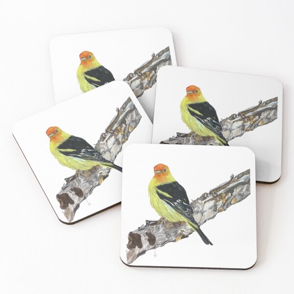 Item preview, Alight Western Tanager Colored Pencil Drawing designed and sold by Heather Barker.