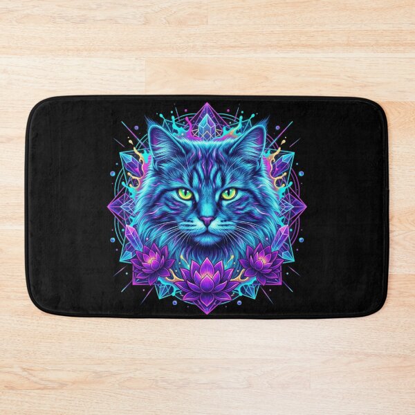 Item preview, Neon Cat Portrait Sacred Geometry — Cat Lover Gift designed and sold by Zippy Creation.