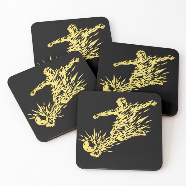 Item preview, Geometry Soccer Player Kick – Abstract Fragmented Football Design (Gold Streetwear Style) designed and sold by JonelCrafts.