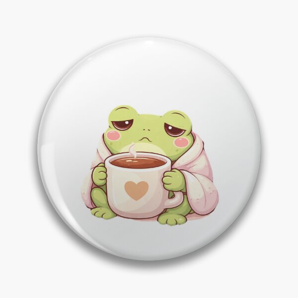 Item preview, Kawaii Frog with Coffee “Coffee First” | Cute Sleepy Frog designed and sold by AidaAviles.