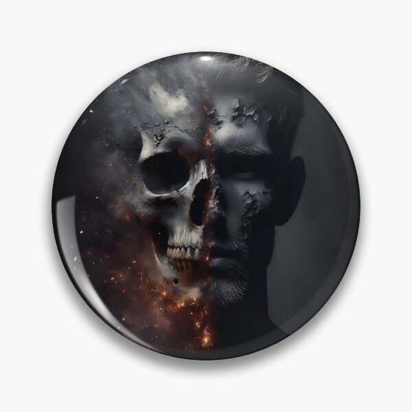 Item preview, Dark Duality Half Skull Disintegration - Fiery Grunge Aesthetic designed and sold by MouradStudio.