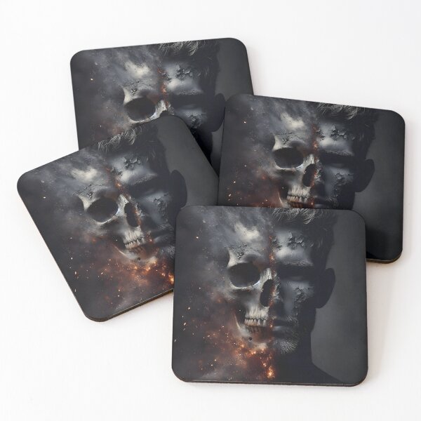 Item preview, Dark Duality Half Skull Disintegration - Fiery Grunge Aesthetic designed and sold by MouradStudio.