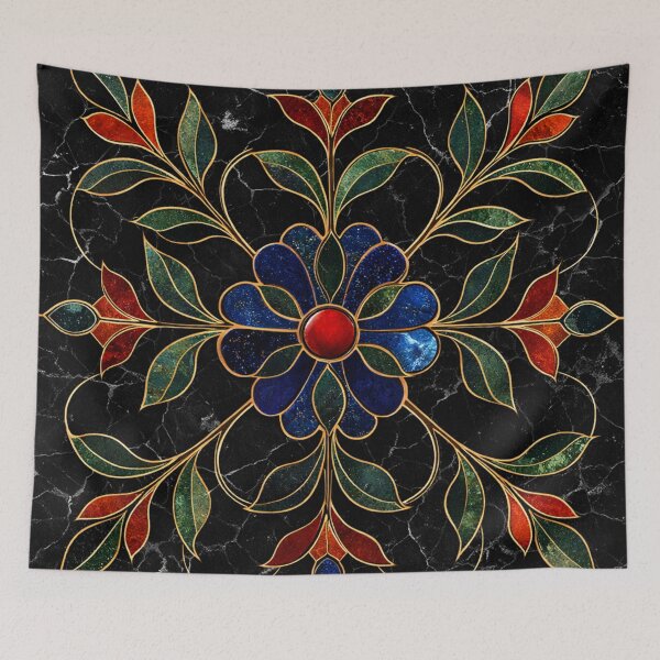 Item preview, Pietra Dura Black Marble Medallion Italian designed and sold by Myra365Art.