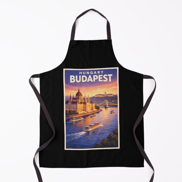Item preview, Vintage Budapest Sunset Travel Poster designed and sold by FestivityFinds.