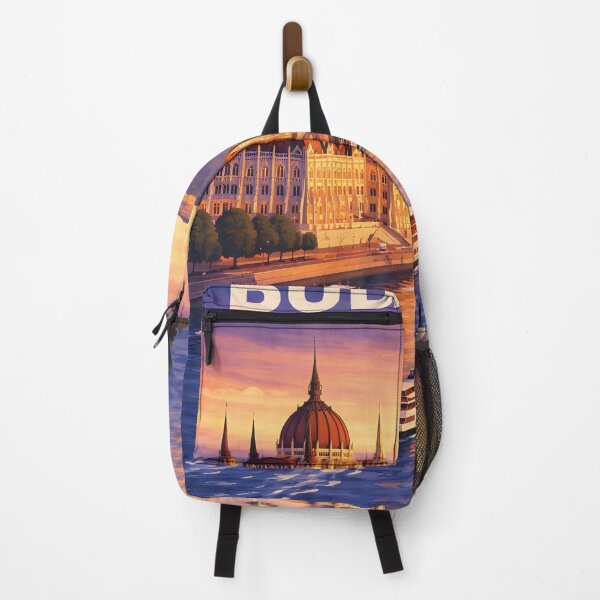 Item preview, Vintage Budapest Sunset Travel Poster designed and sold by FestivityFinds.